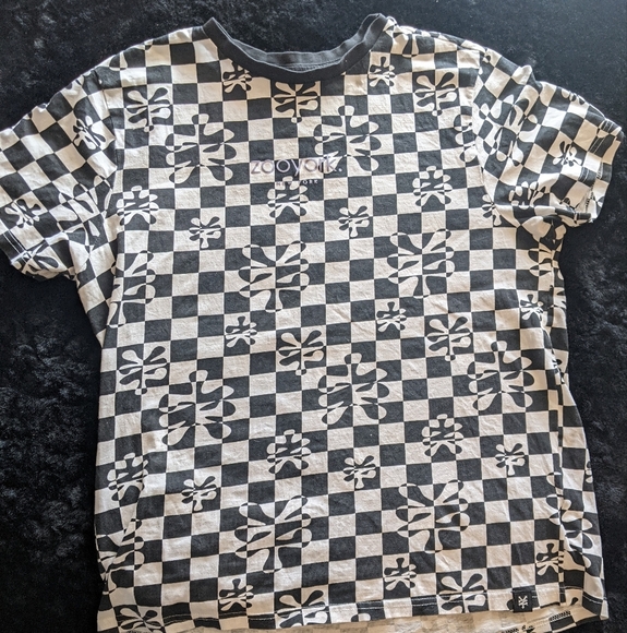 Men's #ZooYork T-Shirt Black &  White checkered design. Front crocheted logo. - Picture 1 of 2